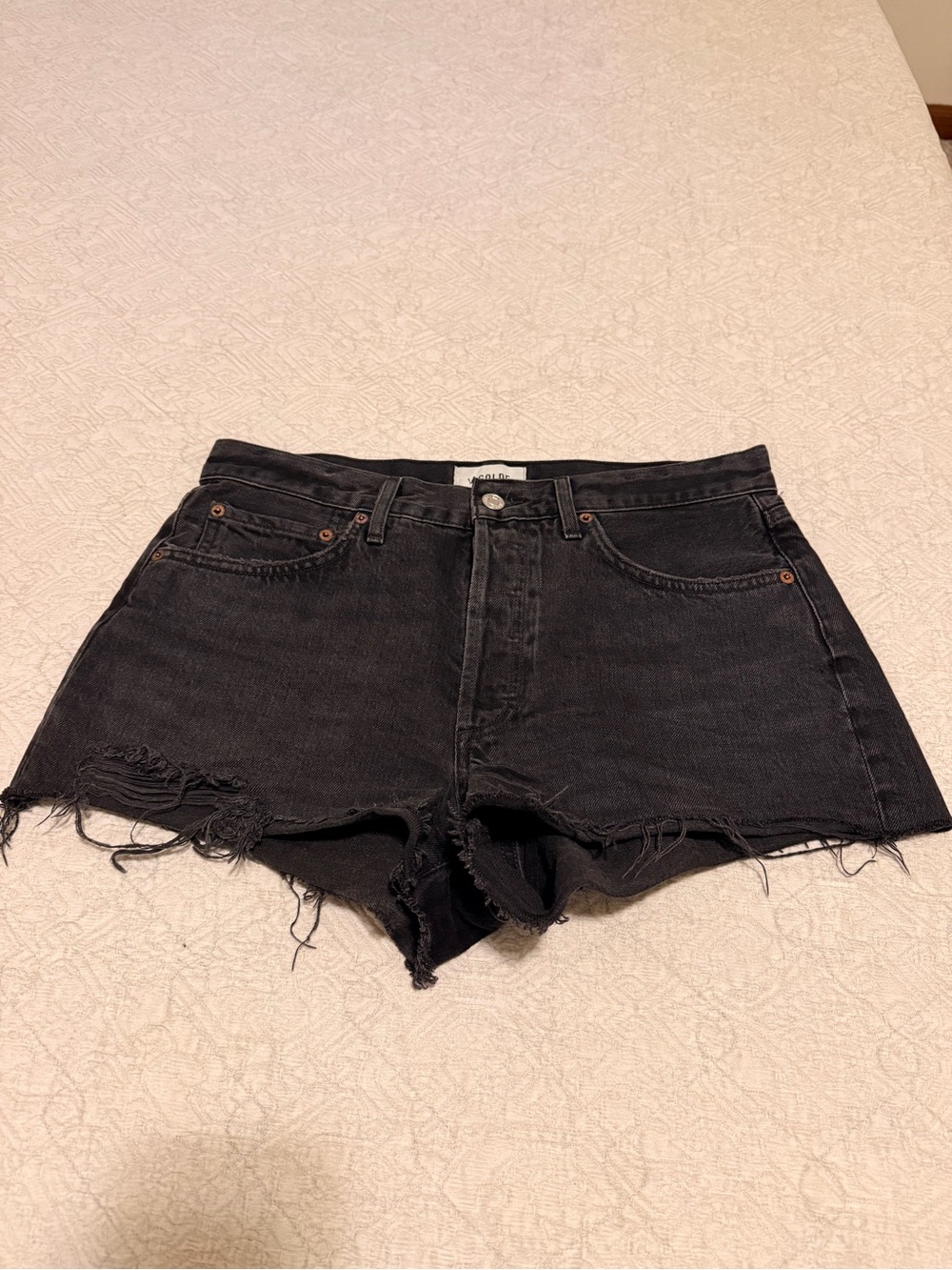 Agolde Parker Cutoff Denim Shorts in Theme Color